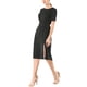 thumbnail image 4 of INSPIRE CHIC Vestido Midi Vintage de Polka Dots con Manga Corta y Cintura Elástica para Mujeres en el Trabajo con Abertura M Negro, 4 of 6