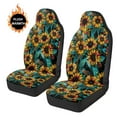 thumbnail image 3 of Uorisanigo Car Seat Cover Stylish Car Accessories Fluffy Fur Sunflower Print Seat Covers 2-Pack Soft Seats Cushions, Coral Velvet Cloth, Universal for SUV Trucks Sedan, 3 of 7