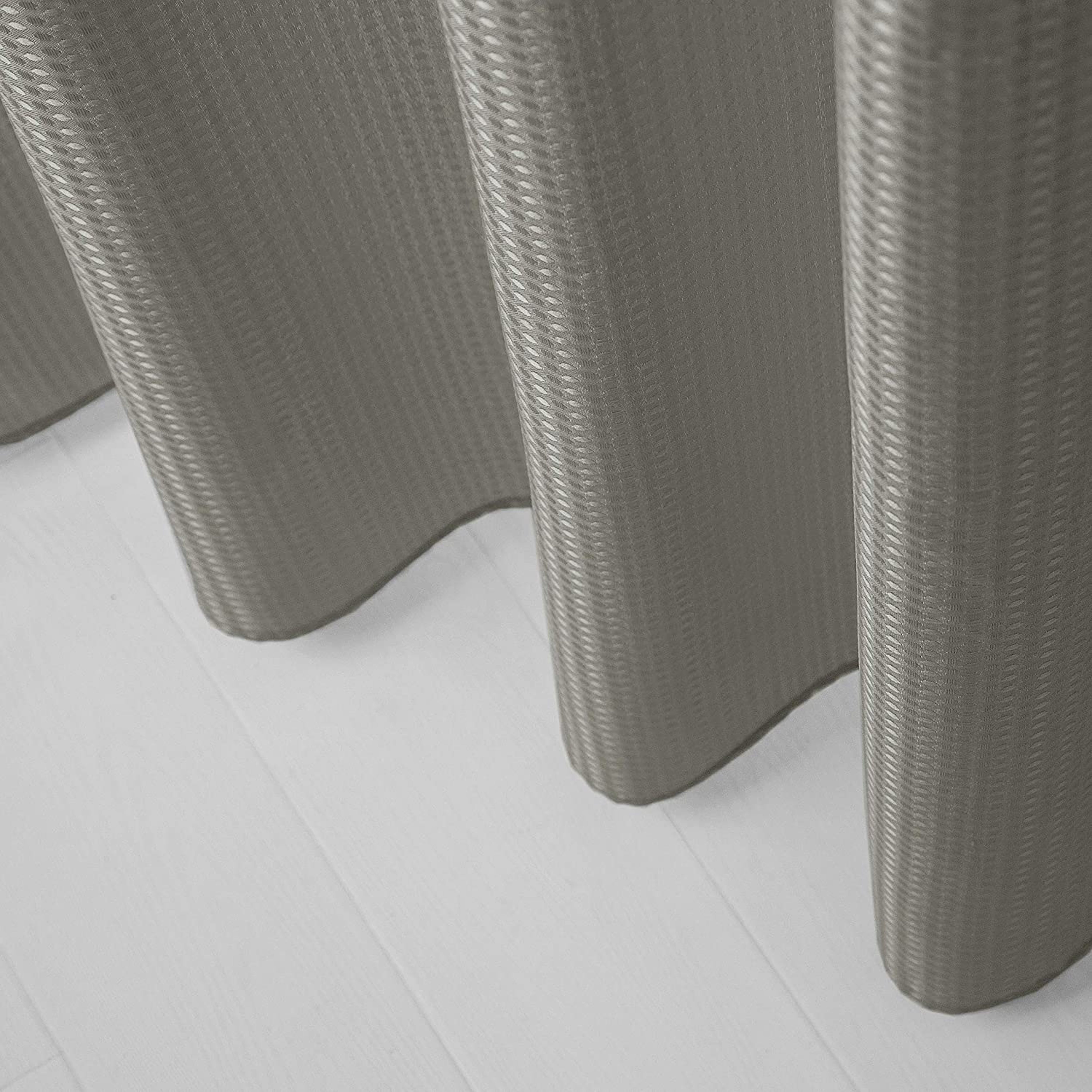 Dainty Home Complete 2 in 1 Waffle Weave Hotel Spa Style Fabric Shower Curtain Snap On/Off Waterproof Detachable Liner Set, 72 inch wide x 72 inch long in Grey