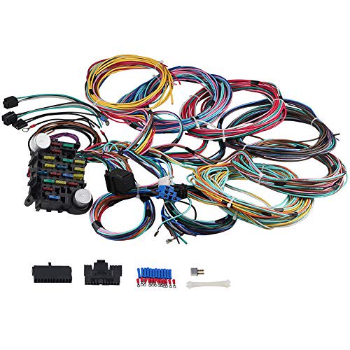 WMPHE 21 Circuit Wiring Harness Kit, Universal Extra Long Wire Harness, Compatible with GM Chevy Ford Chrysler Mopar Hotrods Ratrods, Replacement Complete Automotive Electrical Wiring Harness
