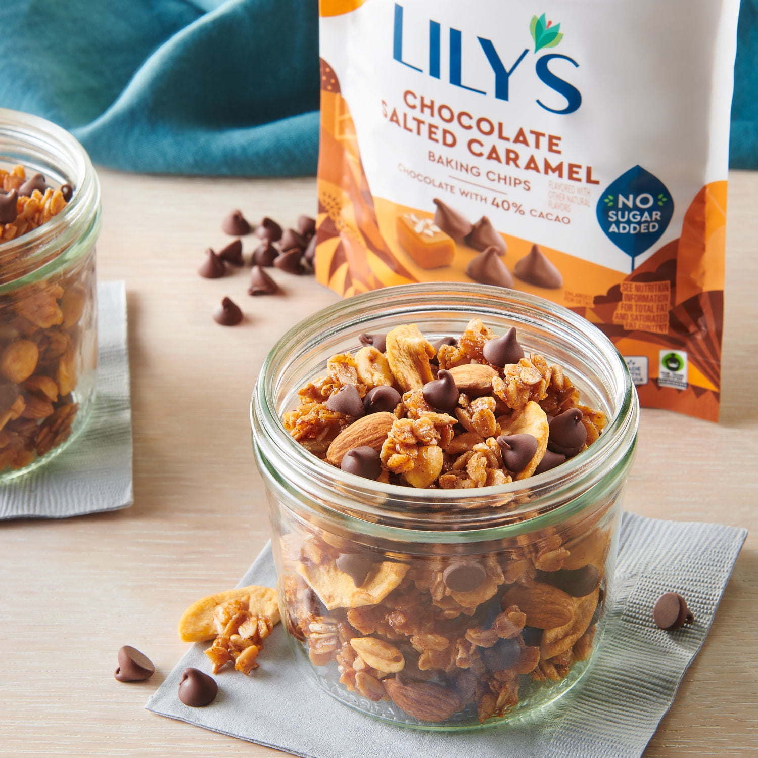 (3 pack) LILY'S Chocolate Salted Caramel Flavored Baking Chips, No Sugar Added, Gluten Free, 7 oz
