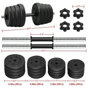 Yaheetech 66 Lb. Dumbbells Weight Set Adjustable Dumbbell Set Home Training Dumbbell Pair Black