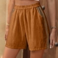 thumbnail image 2 of Gifts USSUMA Womens Colorblock Patchwork Wide Leg Five Inch Inseam Shorts High Waist Elastic Waist Pull On Breathable Cotton Blend Relaxed Fit Casual Summer Beachwear Travel, 2 of 7