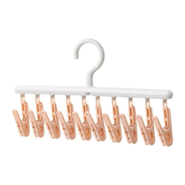 Tendedero de calcetines, percha de viaje con 10 pinzas, portátil, para pantalones de , sujetadores, guantes, bufandas y dormitorios. Rosa