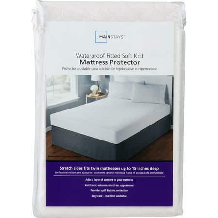 Mainstays Waterproof Fitted Soft Knit Mattress Protector, 1