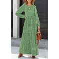 thumbnail image 3 of PRETTYGARDEN Women's Fall Dresses Long Sleeve Flowy Casual Floral Maxi Dress Crew Neck Smocked Tiered Long Dress, 3 of 7