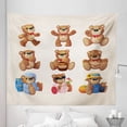 thumbnail image 1 of Cartoon Tapestry, Happy Toy Teddy Bears with Funny Different Faces Nostalgic Design, Fabric Wall Hanging Decor for Bedroom Living Room Dorm, 5 Sizes, Chocolate Cream, by Ambesonne, 1 of 1