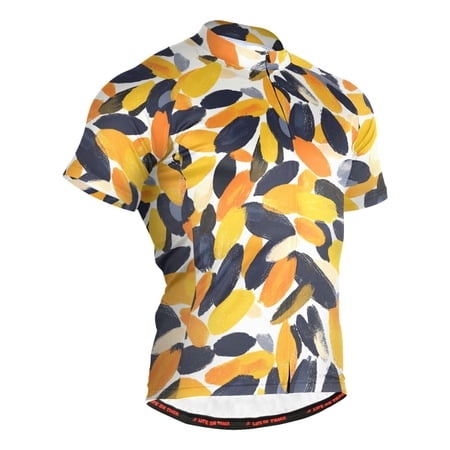 joogoo Art Leaf Pattern Men s Cycling Jerseys Mountain Bike Short Sleeve Tops L