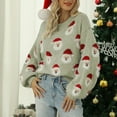 thumbnail image 2 of IROINNID Deals Pullover Sweater for Women Christmas Santa Claus Print Round-Neck Long Sleeve Warm Sweater Relaxed Fit Holiday Warm Pullover Tops,Green, 2 of 5