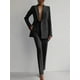 thumbnail image 2 of Conjuntos de Dos Piezas para Mujer: Blazer Cruzado y Pantalón Recto de Trabajo, Trajes de Negocios Elegantes e Informales Negro L, 2 of 3
