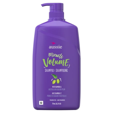 - Aussie Paraben-Free Miracle Volume Shampoo w/ Plum & Bamboo For Fine Hair, 26.2 fl oz