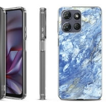 Shockproof Protective Phone Case for Motorola Moto G Play 2026, by OneToughShield - Marble / Gem Blue
