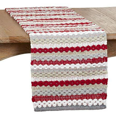 

Fennco Styles Chunky Chindi Striped Cotton Table Runner 16 W x 72 L - Multicolored Table Cover for Home Décor Dining Table Banquet Family Gathering Everyday Use Christmas