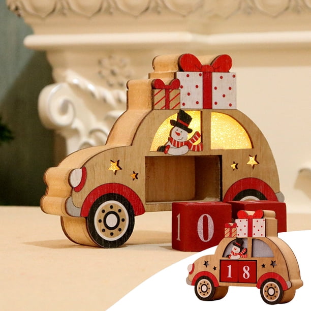 Fiudx Ofertas Flash Artículos En Oferta Calendario De Adviento Iluminado Con forma De Coche, Calendario De Cuenta Atrás De Navidad, Calendario De Madera De Navidad