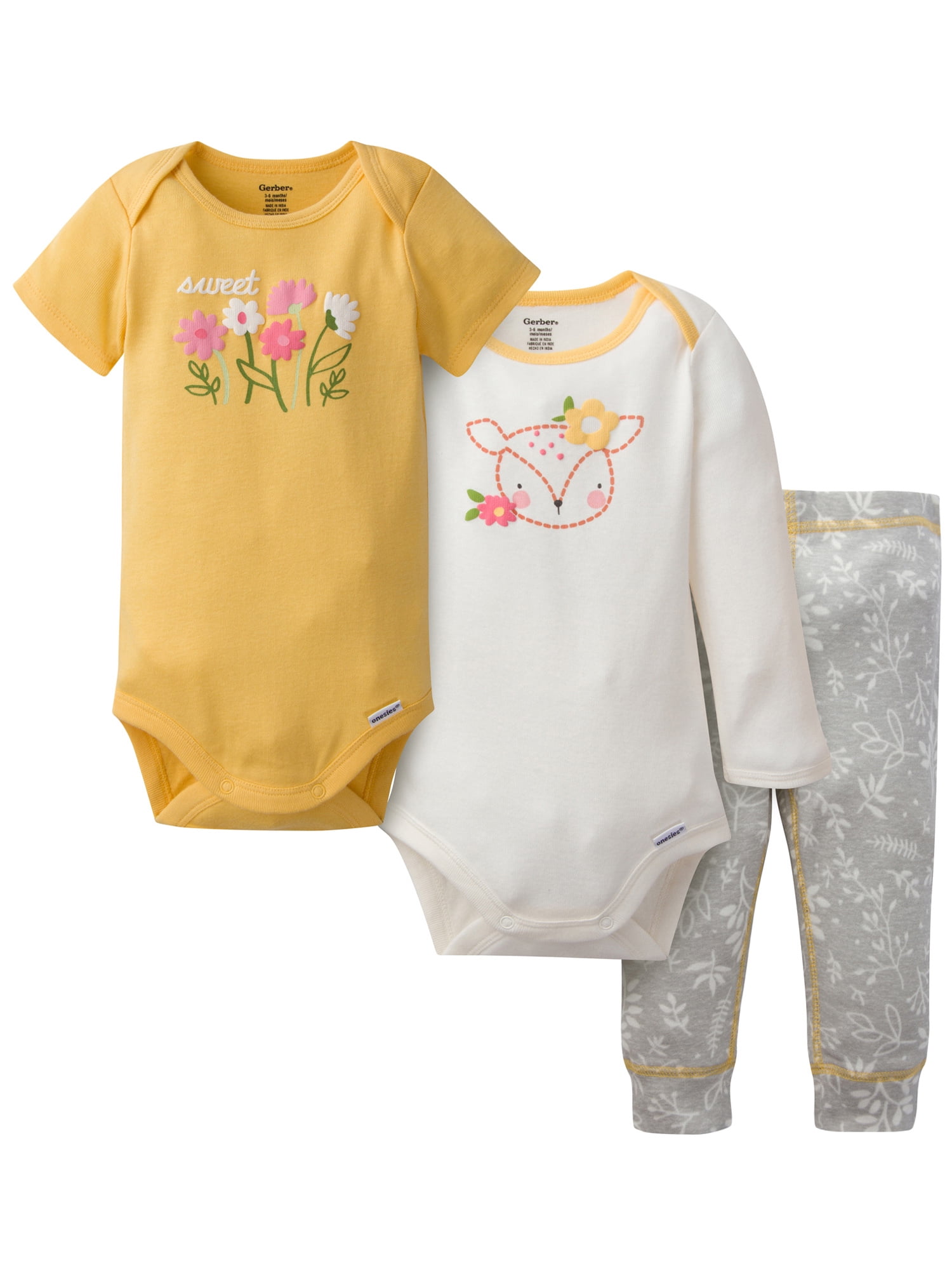 3-6 Months Elephants/Flowers Gerber Baby Girls 5-Pack Variety Onesies Bodysuits