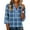Royal Blue&171224E, variant on Garbnen 3/4 Length Sleeve Womens Tops Fashion Plaid Color Block Women Henley Tops Spring Summer Half Sleeve Button Women T Shirts