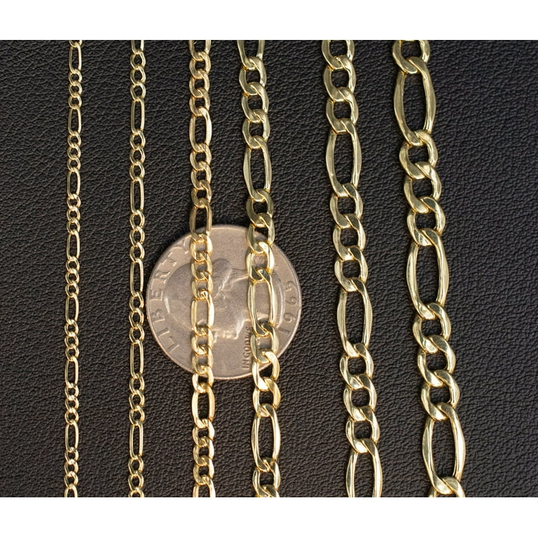 10K Yellow Gold Figaro Chain Necklace,2mm - 6.6mm 16