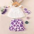 thumbnail image 7 of Infant Baby Summer Clothes Toddler Girls Floral Outfits 2 Piece Casual Loungewear Ruffle Ribbed Peplum Camisole Tops White, 12M, 7 of 7