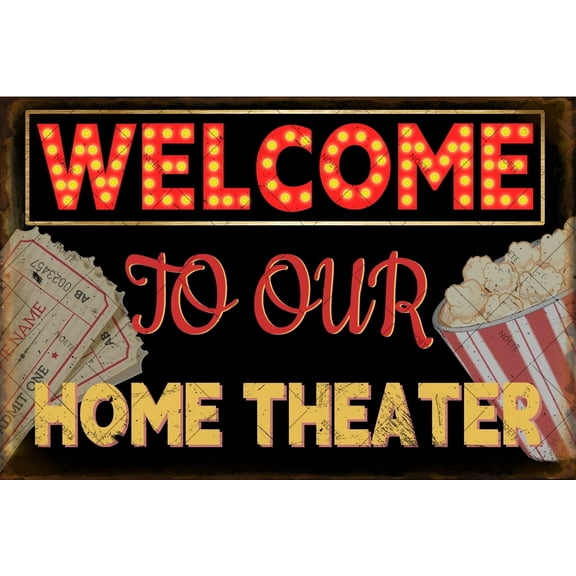 Noete Vintage Movie Theater Decor Sign 12x16 Inch Rustic Aluminum Metal Wall Art for Home Theater, Bars, Cafes, Pubs & Media Room
