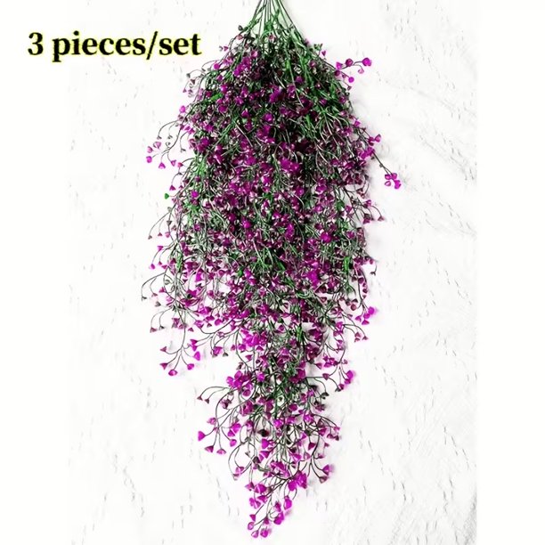 3 campanas de oro simuladas montadas en la pared, sauces, plantas verdes, enredaderas, flores artificiales, decoraciones colgantes for el hogar