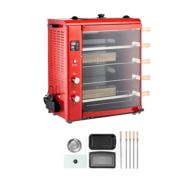 KFFKFF Grill Appliance, Accommodates 5 Barbecue Skewers, Poultry Cooking Device, Dual Fuel - Gas & Electric, Gyro Roasting Oven, Doner Kebab Equipment, Suitable for Domestic and Commercial Kitchens