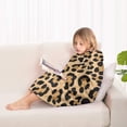 thumbnail image 4 of Beige and Black Of Leopard Print Blanket Hoodies for Kids 6-13YR Oversize Wearable Blanket Hoodies for Boys Girls Teens, 4 of 7