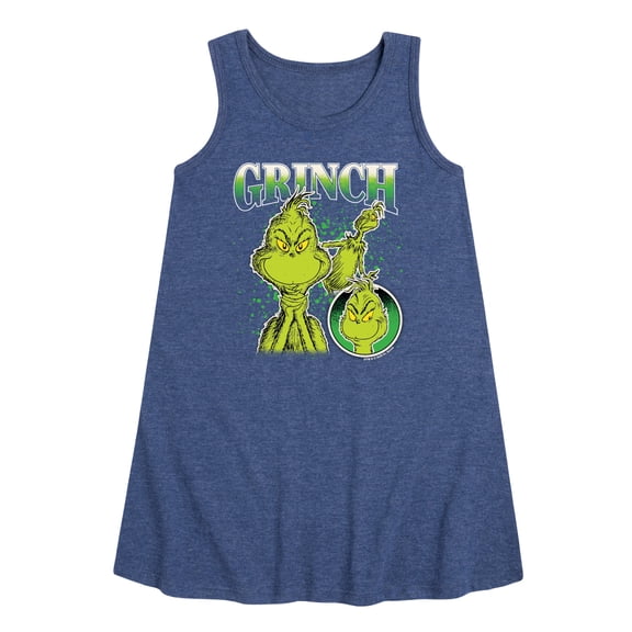 Dr. Seuss - Grinch Bootleg - Toddler and Youth Girls Short Sleeve Aline Dress