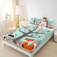 thumbnail image 4 of Manfei Cartoon Fox Raccoon 3pcs Twin Sheet Sets for Preppy Children Kids,Kawaii Jungle Animal Twin Fitted Sheet,Cute Wildlife Breathable Flat Sheet,Breathable Home Decor, 4 of 7