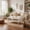 White, variant on Rattan Coffee Table with Storage, Farmhouse Boho Sofa Center Table with Sliding Door & Open Shelf for Living Room, Bedroom, Black
