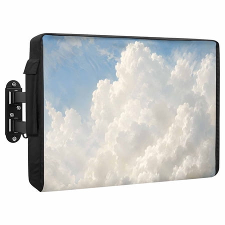 Cumulus Clouds Waterproof Outdoor TV Cover Summer Dreamy Sky Blue Airy Dreamy Modern Outside Weatherproof TV Enclosures for 60 to 65 Inch LCD Television Shield Flat Screen Protectors