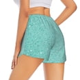 thumbnail image 2 of Uemuo Teal Turquoise Glitter Pattern Women's Athletic Shorts High Waisted Running Shorts with Liner Pockets Gym Elastic Workout Shorts-X-Large, 2 of 9
