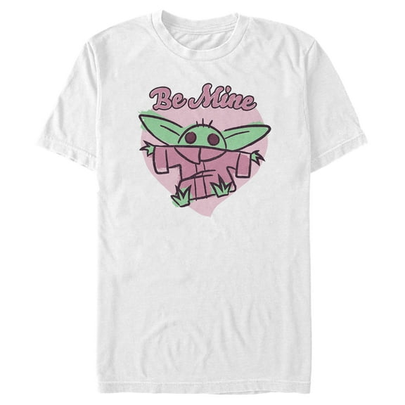 Men's Star Wars: The Mandalorian Valentine's Day The Child Be Mine Sketch Graphic Tee White Small
