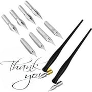 Zonon Oblique Calligraphy Dip Pen Set Include 2-in-1 Calligraphy Oblique or Straight Penholder with 8 Pieces Replacement Nibs (2 Sets)