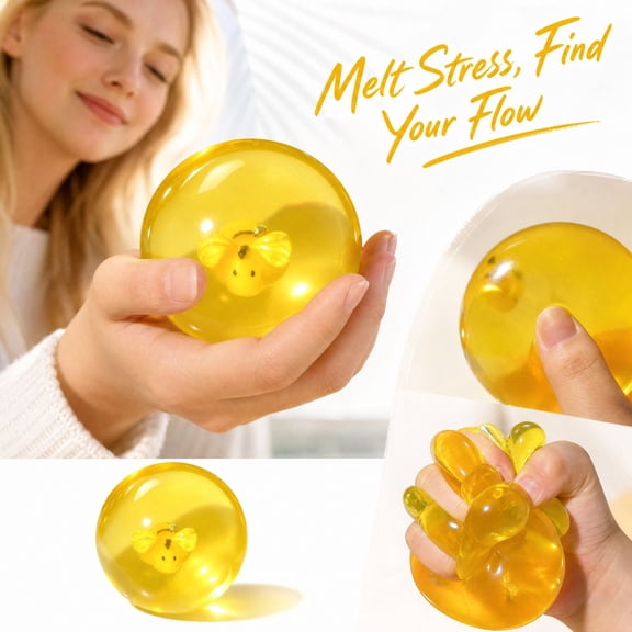 Oil Bee Squishy Ball, Soft Moldable Slow Rising Squeeze Toy With Flexible Texture, Sensory Hand Activity For Relaxation Focus Travel Study Breaks Party Home Fun Novelty Gift For Everyday Sensory Play