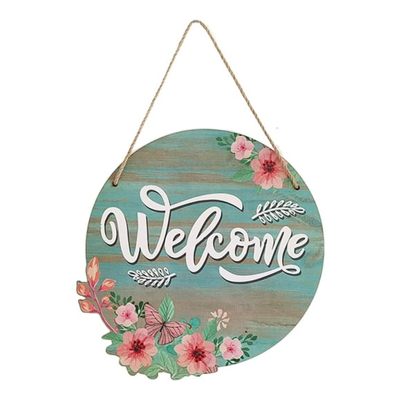 Welcome Sign For Front Door, Front Decor For Farmhouse Porch, Rustic Round Wooden Hanging Sign Housewarming Gift For Home Outdoor Indoor