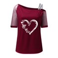 thumbnail image 4 of Gibobby Playera Manga Corta para Mujer Mujeres Impreso Hombro Tops Sexy Glitter Camisa manga corta Blusa Tops(Vino,XL), 4 of 4