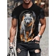thumbnail image 1 of T-Shirt Graphique 3D Loup de Feu Surdimensionné Manches Courtes Polyester Décontracté Y2K Mode Urbaine Été, 1 of 9