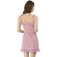 thumbnail image 6 of MODA NOVA Junior's Polka Dots Sleeveless A Line Slip Ruffle Tie Short Mini Dress Pink-Dots L, 6 of 7