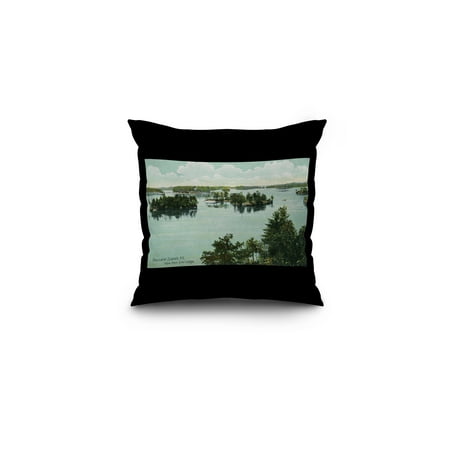 Echo Bedding Pillows Thousand Islands, New York - View from Echo Lodge (16x16 Spun Polyester Pillow, Black Border) ()