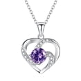 thumbnail image 2 of PONPRNGY Love Heart Birthstone Necklaces for Women, Birthday Gift for Girlfriend, Anniversary Jewelry Gift for Wife Her, Alloy Women Pendant Necklace, Mother's Day Valentine's Day Gift, 2 of 4