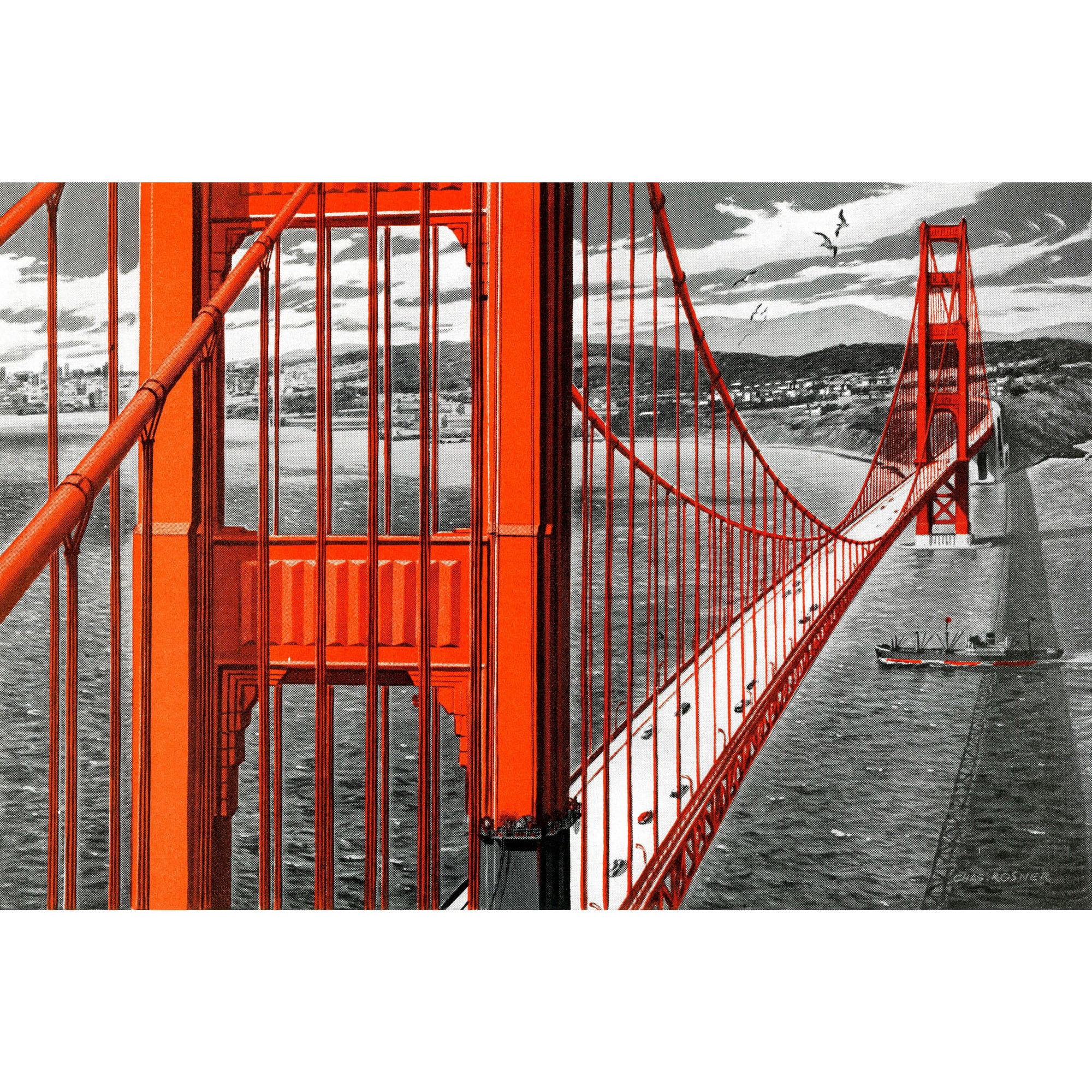Marmont Hill - "Orange Bridge" Painting Print on Wrapped Canvas