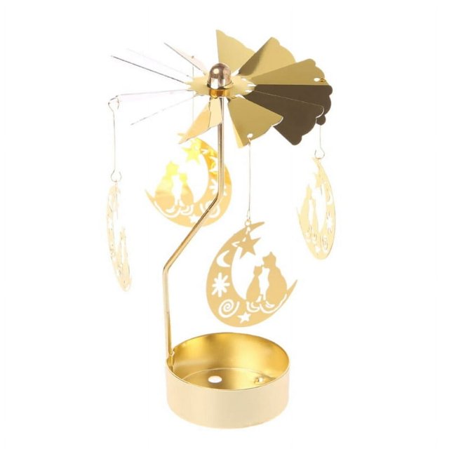 HLONK Rotating Spinning Carousel Tea Light Candle Holder Home Dinner Wedding Bar Party