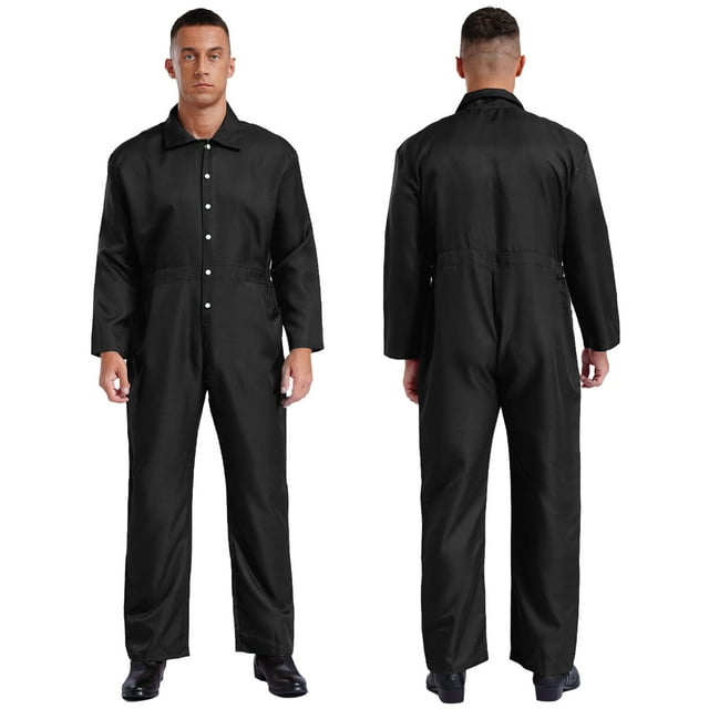 TiaoBug Combinaison une Pièce Unisexe pour Hommes à Manches Longues, Uniforme Salopette Noir m
