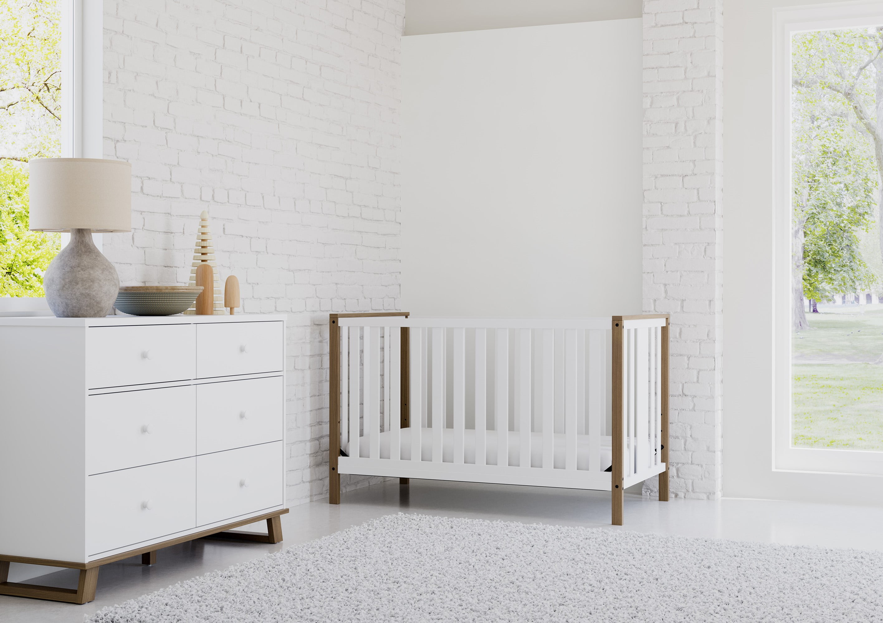 Storkcraft Modern Pacific 4-in-1 Convertible Baby Crib, Vintage Driftwood