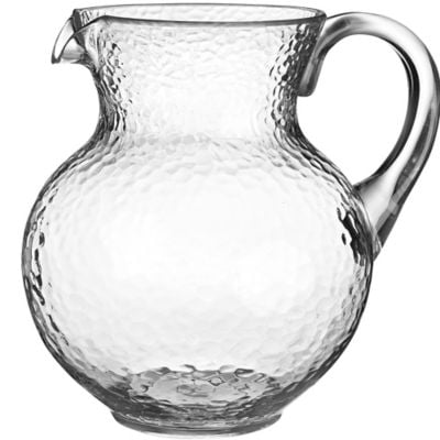 Round Tableware Drinks Pitcher Vase Kitchen Dining Ribbed Clear Glass Jug