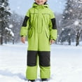 thumbnail image 6 of YunPes Kids Girls Snowsuit One Piece Fleece Lined Color Block Snow Ski Zip Up Hooded Jacket Winter Warm Windproof Jumpsuit, 6 of 9