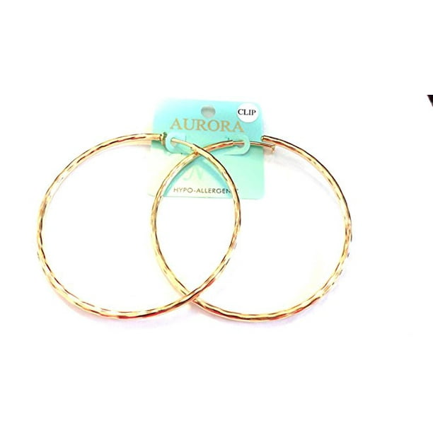 Fashion Jewelry Clip On Earrings Hypoallergenic Hoop Earrings 3 Inch Gold Tone Hoop Earrings Walmart Com Walmart Com