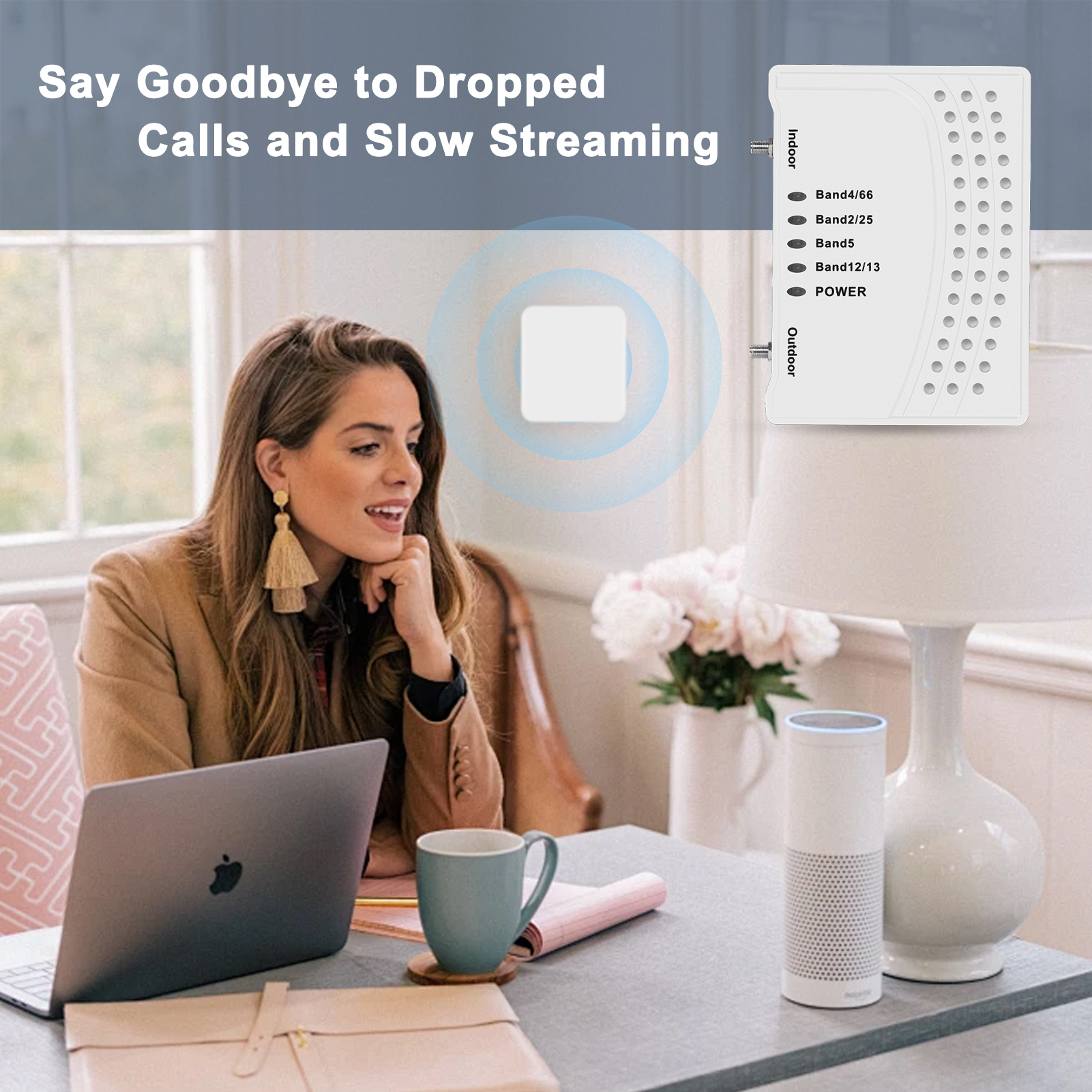 AmsignalBars Cell phone booster, Cell Phone Signal Booster with 2 Indoor Antennas for Band 66/2/4/5/12/17/13/25,Up to 6000 Sq.Ft,Boost 4G 5G LTE Data, FCC Approved