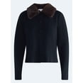 thumbnail image 6 of Free Assembly Women’s and Women's Plus Cardigan Sweater with Faux Fur Collar, Midweight, XS-4X, 6 of 6