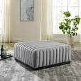 thumbnail image 5 of Conjure Channel Tufted Upholstered Fabric Ottoman Black Light Gray, 5 of 7